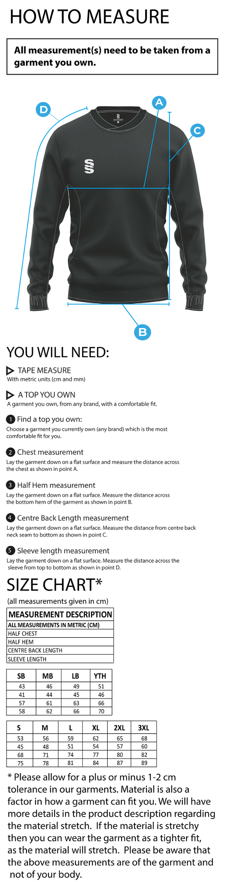 Southampton Volleyball Club - Run Out Top - Unisex Fit - Size Guide