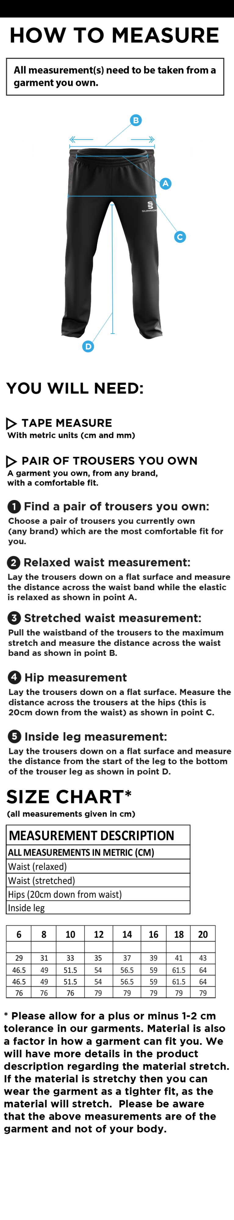 POPLIN TRACK PANT WITH LYCRA-Black - Womens - Size Guide