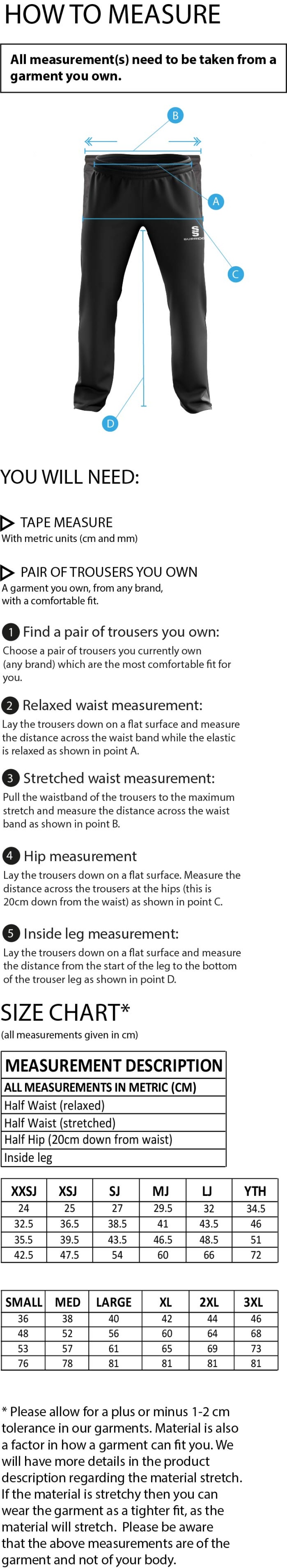 POPLIN TRACK PANT WITH LYCRA-Black - Size Guide