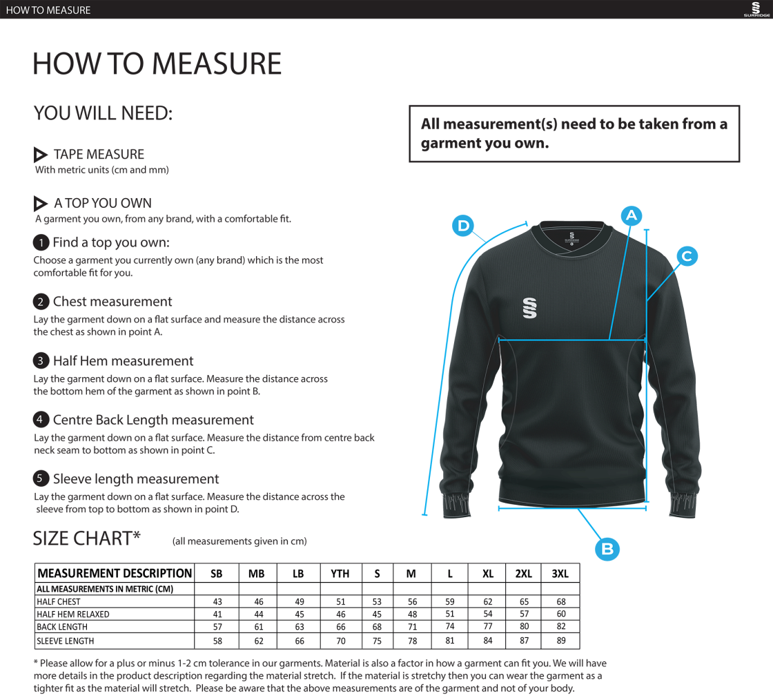 Southampton Volleyball Club - Run Out Top - Unisex Fit - Size Guide